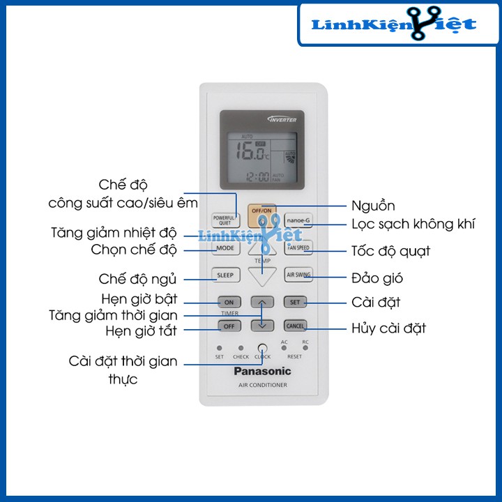 Điều Khiển Điều Hòa Panasonic Loại 15 Nút Nhấn - BH 1 tháng