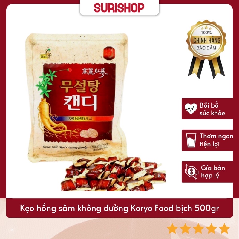 [Có Sỉ] Kẹo hồng sâm không đường Koryo Food bịch 500gr