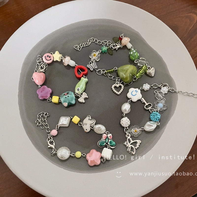 Vòng Tay Dây Xích Mặt Hình Hoa / Bướm / Ngôi Sao / Trái Tim Nhiều