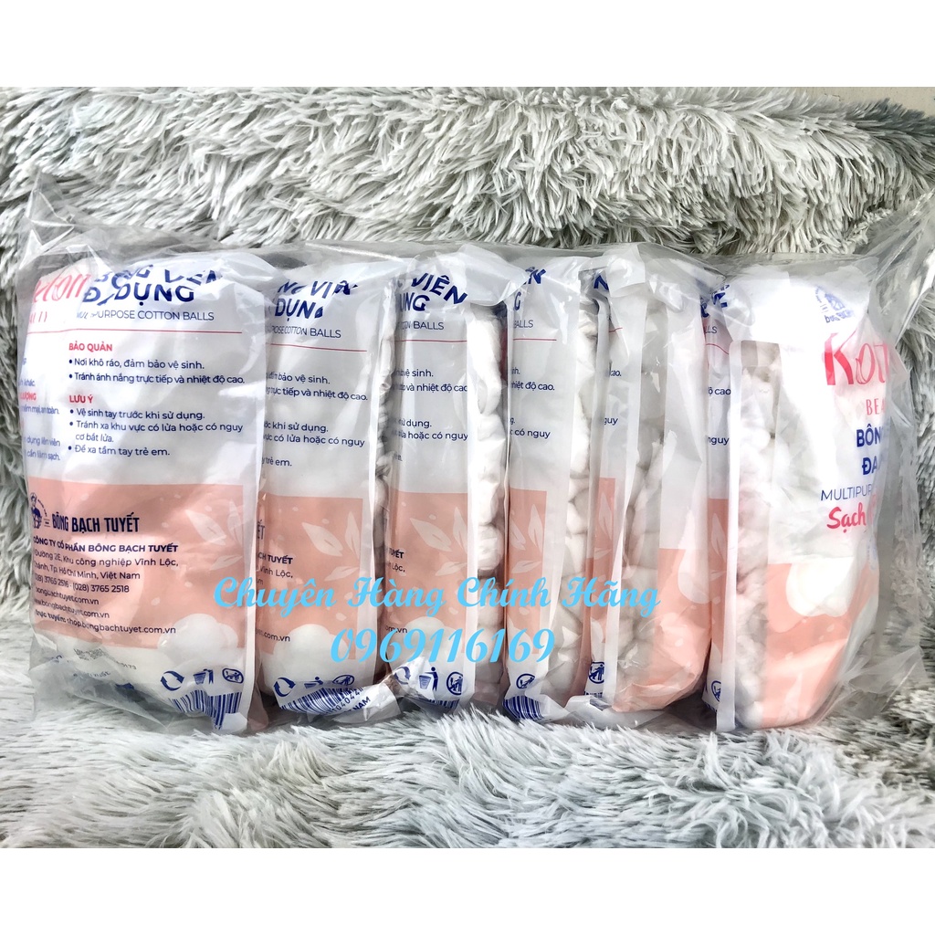 Bông Viên đa dụng Kotton Beauty gói 80g chính hãng Bông Bạch Tuyết - Bông gòn dạng viên 20mm 80g/ gói