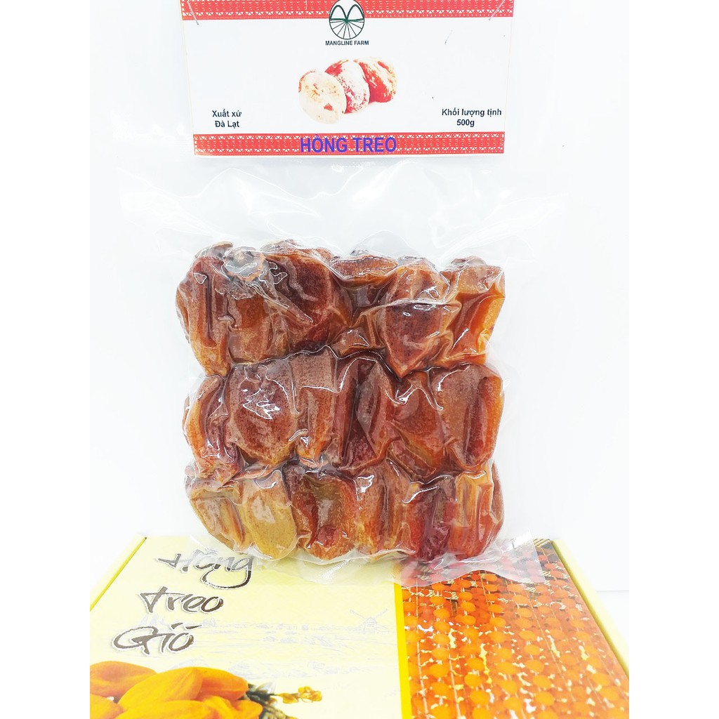 Hồng Treo gió Mangline Farm 500g, Đặc sản số 1 Đà Lat đồ ăn vặt thơm ngon mềm dẻo ăn là ghiền