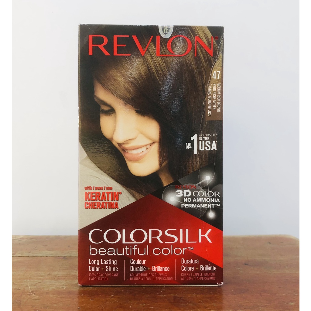 [ Số 47] Nhuộm tóc thời trang Revlon Colorsilk 3D hàng công ty với Keratin cho tóc bóng mượt và óng ánh Xuất xứ: hàng c