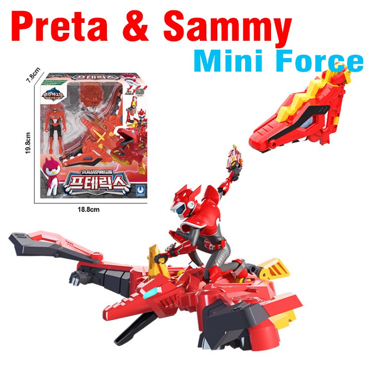 Biệt đội siêu nhân nhí Miniforce Force Khùng long Preta hỏa thần & Siêu nhân Sammy bằng nhựa cao cấp