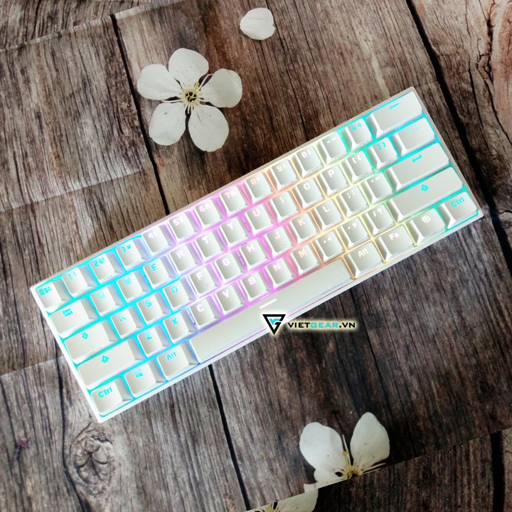 Bàn phím cơ ANNE PRO V2, màu trắng, bluetooth 4.1, led RGB