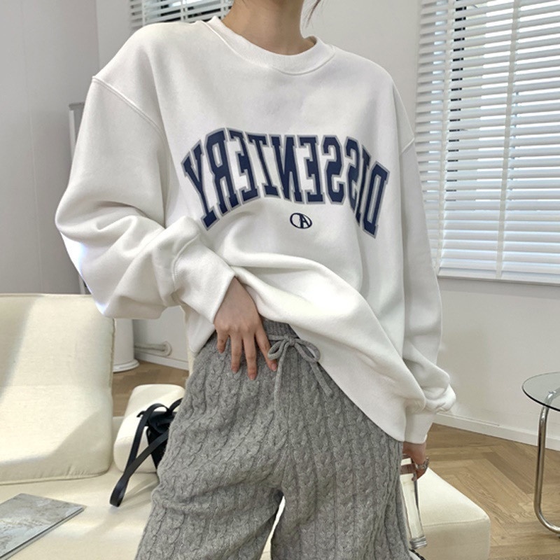 Áo Thun Cotton Mỏng Cổ Tròn In Chữ Phong Cách Hàn Quốc Thời Trang Mùa Thu 2022 Mới