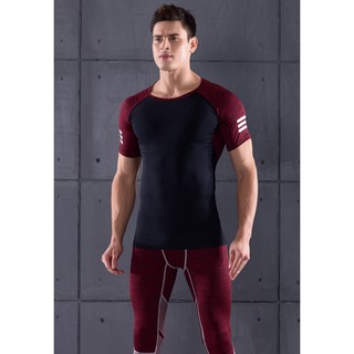 Áo Tập GYM Nam - Áo Thun Thể Thao Nam TSC01 Ôm Body Nhập Khẩu Cao Cấp 3 Sọc - DB235 hip1994@