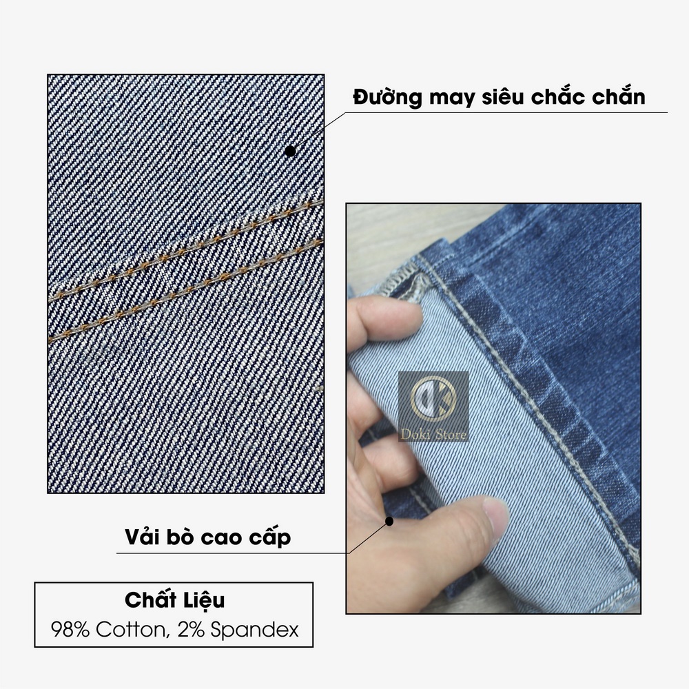 Quần Jean Nam Cao Cấp Màu Xanh Đậm DK-15, Quần bò nam dáng ôm, chất vải co giãn thoải mái - Doki Store