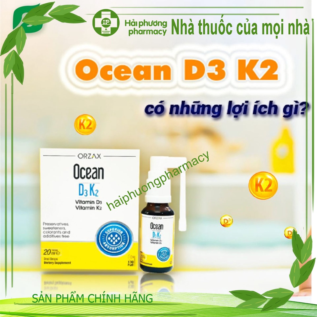 Vitamin OCEAN D3K2 - Bổ sung vitamin D3, K2 dạng xịt và nhỏ giọt cho bé