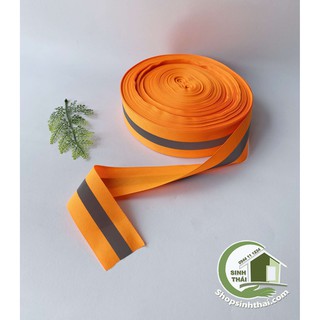 Dây phản quang vải kẻ màu cam may áo bảo hộ lao động [ 1 mét x bản rộng 5cm ] - cắt liền thành 1 dây tùy số lần đặt