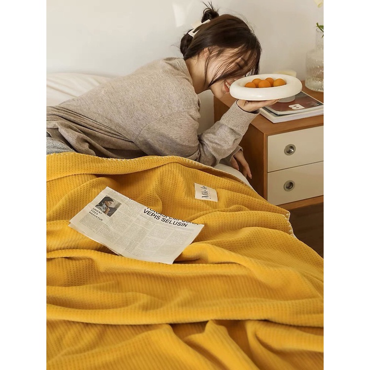 Chăn Tuyết Sữa Waffle Lông Thỏ Úc Siêu Mềm Mại