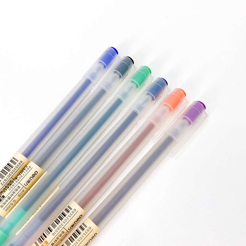 Bút Gel 0.5mm nhiều màu Deli Bản Dupe Muji Có Nắp Đậy A119 - Hidari