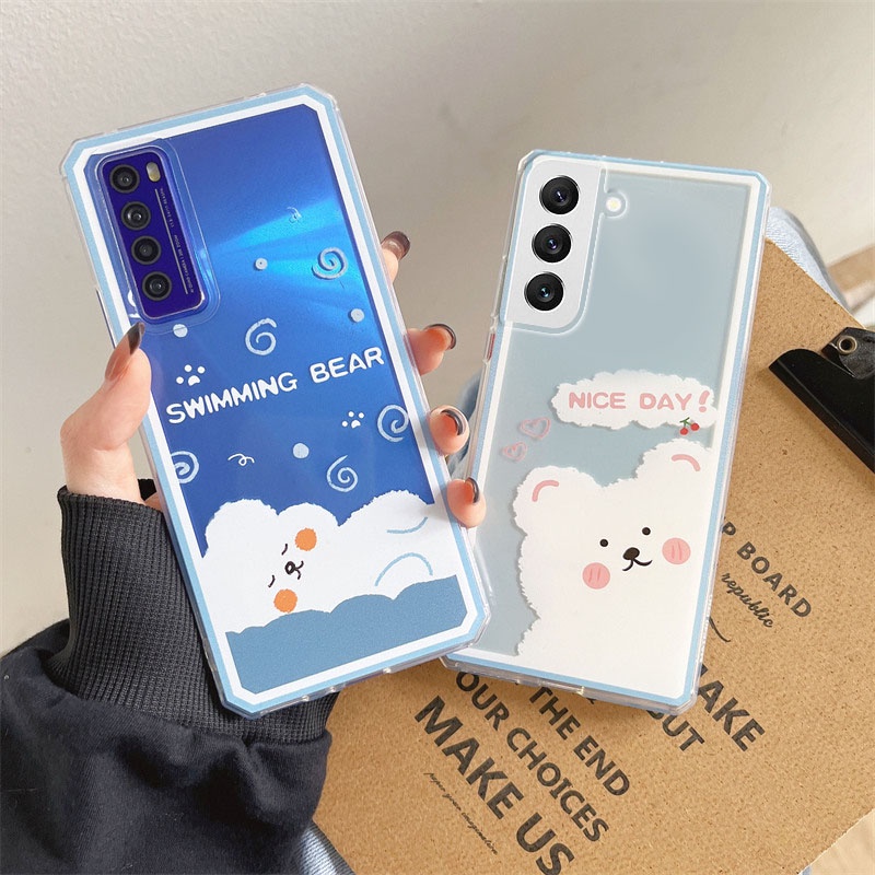 Soft Phone Case Cute Cartoon Bear for Samsung S22 S10 S20 S21 Note 10 Plus 20 Ultra S21 FE S21+ S22+ 5G