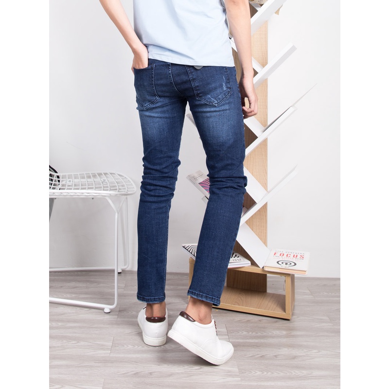 Quần Jean Nam Đen Rách Gối Chất Co Giãn Nhẹ Chất Vải Mịn Đẹp Phong Cách Hàn Quốc