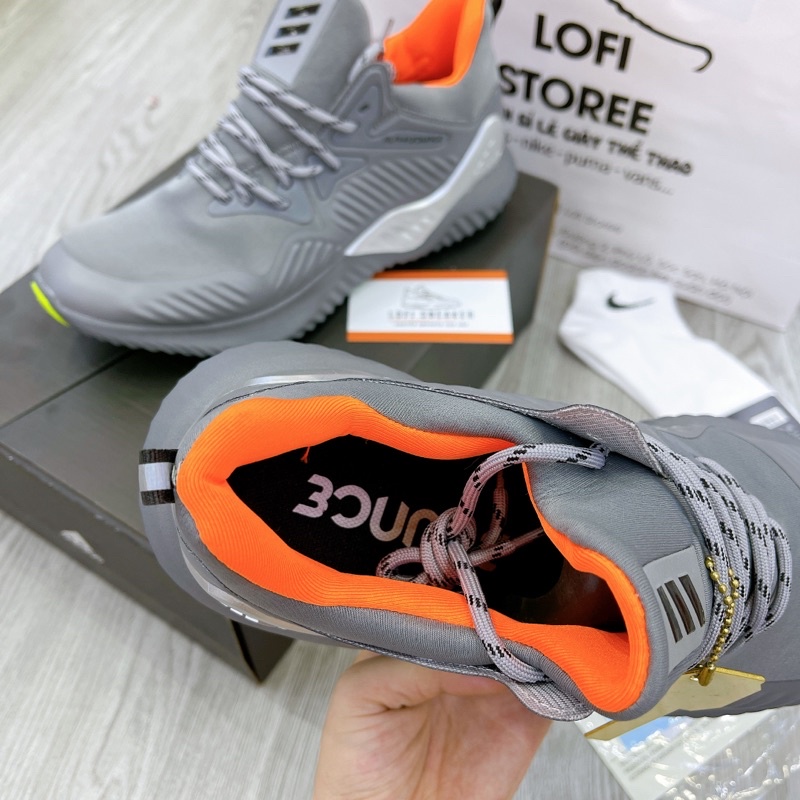 Giày thể thao giày sneaker Alpha bounce xám đế xanh hàng cao cấp