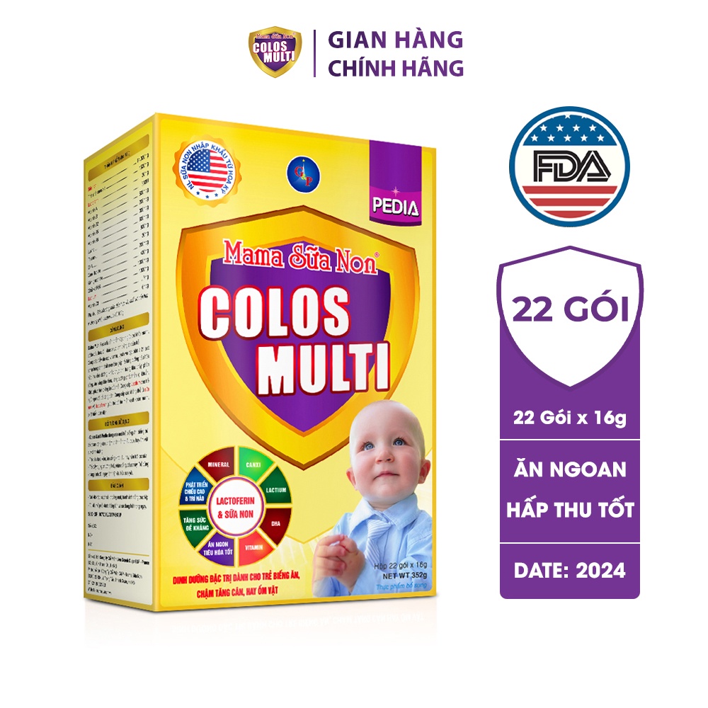 [Quà tặng độc quyền] Sữa non Colosmulti Pedia hộp 22 gói x 16g chuyên biệt cho trẻ biếng ăn