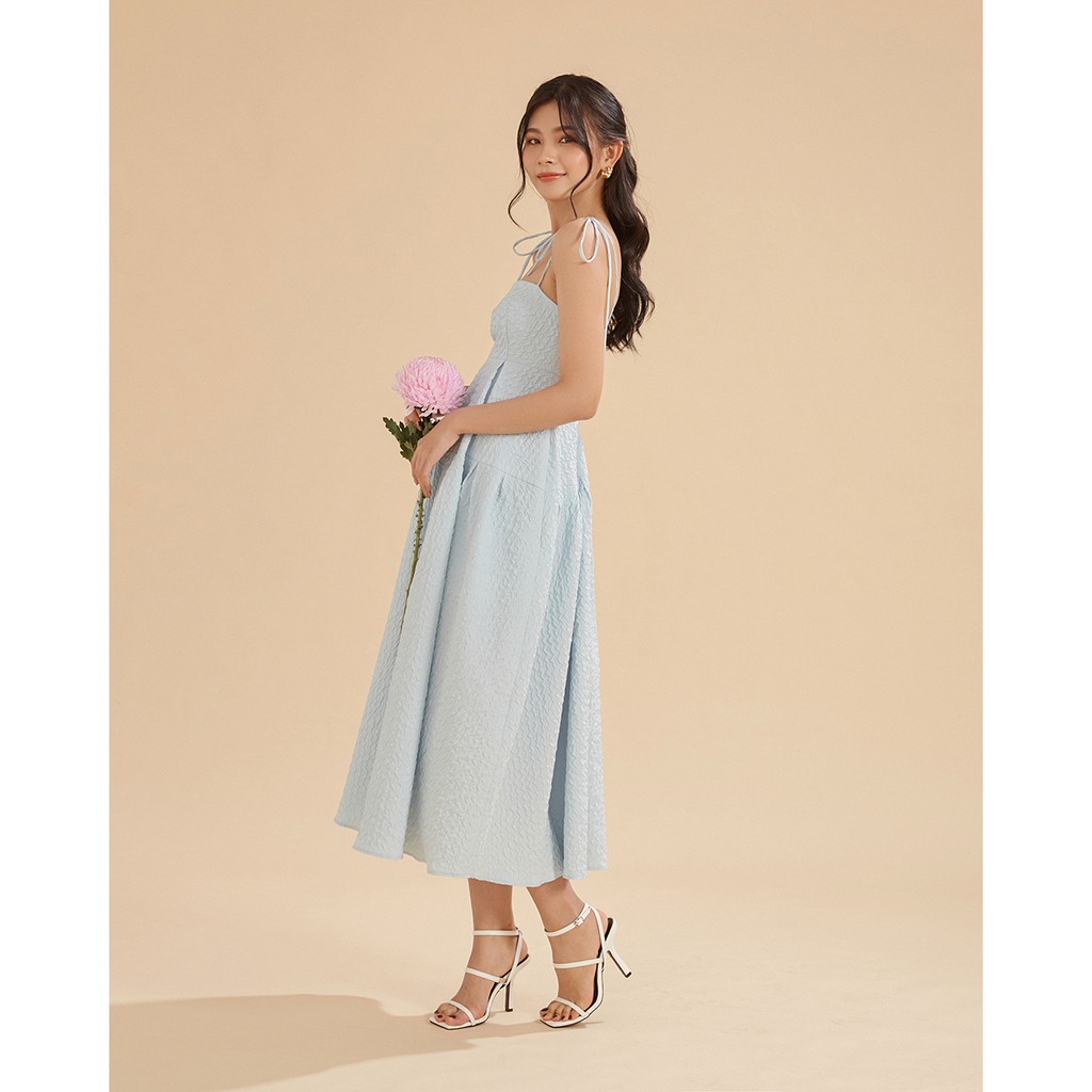 Đầm xòe maxi SheByShj hai dây màu xanh ngọc - Nami Dress