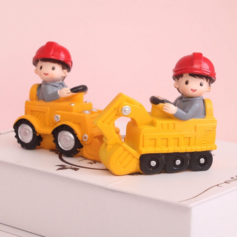 phụ kiện trang trí bánh kem [FREESHIP❤️] em bé lái xe công trình