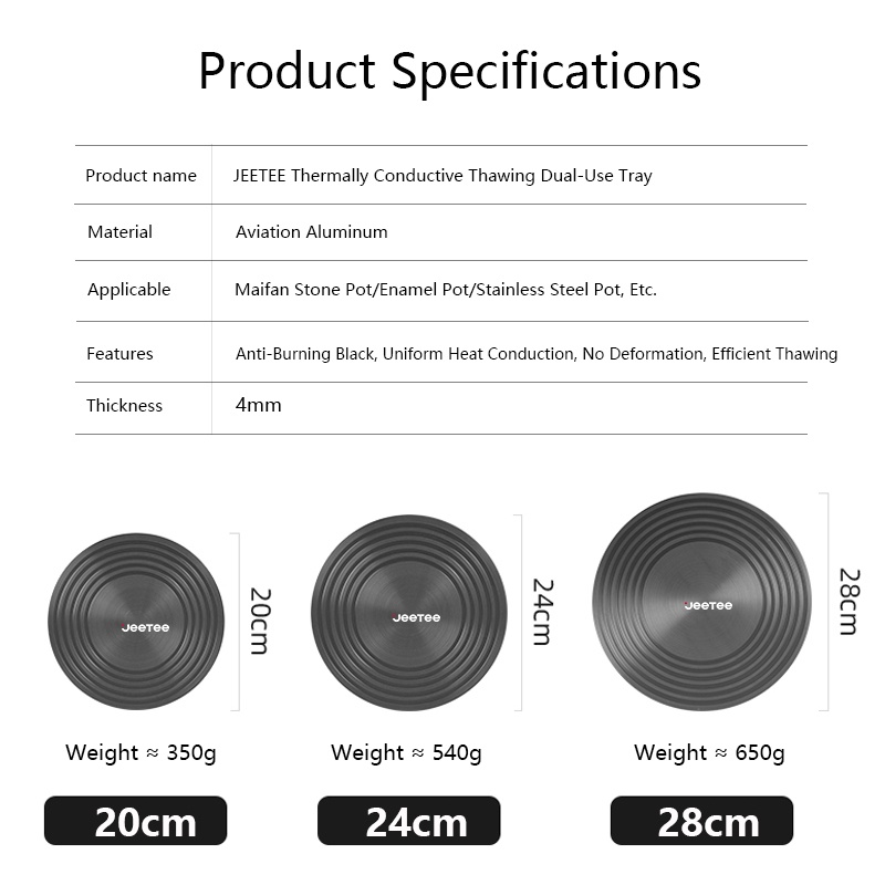 JEETEE Tấm Kim Loại Chịu Nhiệt Làm Nóng / Dày 4MM 24/28CM Cho Nhà Bếp