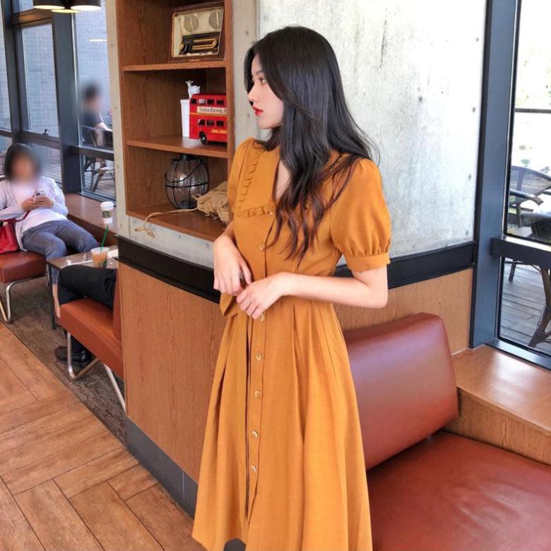 Đầm Vàng Vintage- Thiết Kế Thanh Lịch - Hàng Cao Cấp (có sẵn kèm ảnh chi tiết) | BigBuy360 - bigbuy360.vn