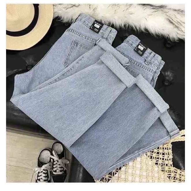 QUẦN BAGGY JEAN NỮ CẠP CAO NHỎ ( ẢNH THẬT)