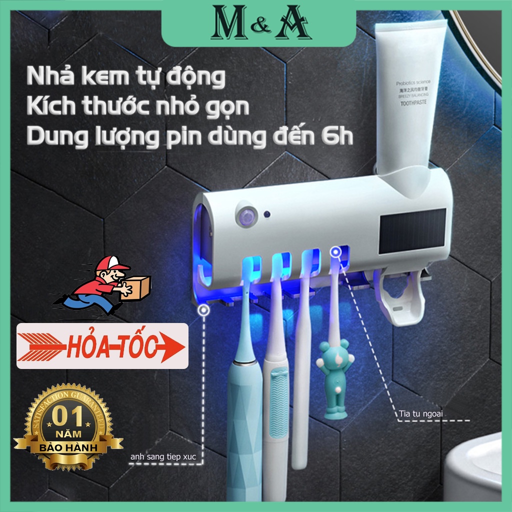 Máy Tiệt Trùng Bàn Chải Đánh Răng Bằng Tia UV Lấy Kem Tự Động Diệt Trùng Vi Khuẩn Lên Đến 99%