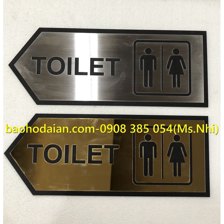 Biển chỉ dẫn nhà vệ sinh toilet chất liệu inox in uv sang trọng KT10x25cm