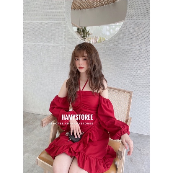 SITA DRESS - ĐẦM TRỄ VAI RÚT CÁCH ĐIỆU BÈO CHÉO