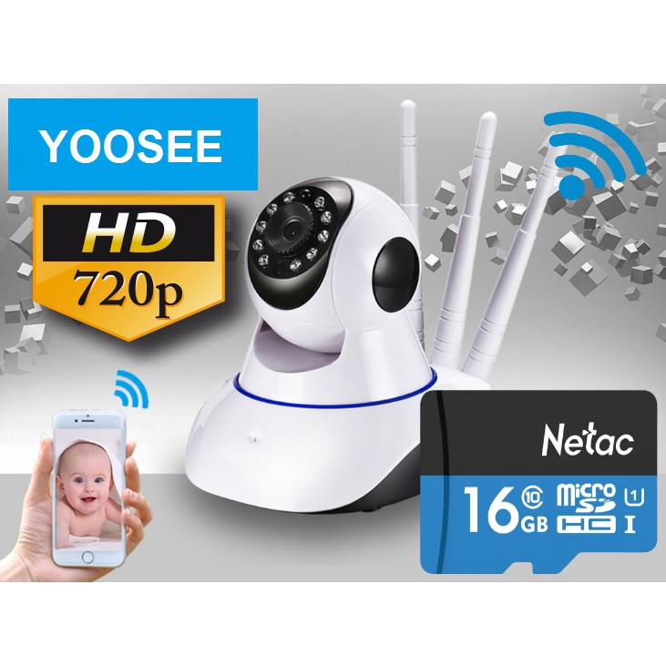 Camera wifi không dây 3 râu 1080P Yoosee Bảo Hành 12 Tháng+ Thẻ Nhớ 16GB