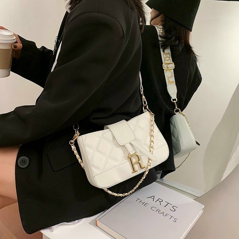❣️ FREESHIP ❣️ Túi Xách Nữ, Túi Kẹp Nách Chữ R Kèm Dây Đeo Bản To, Hoạ Tiết Trần Ô Cao Cấp