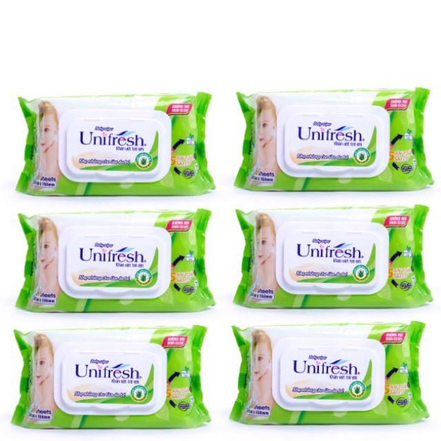 Khăn ướt Unifresh 80 tờ màu xanh , vàng