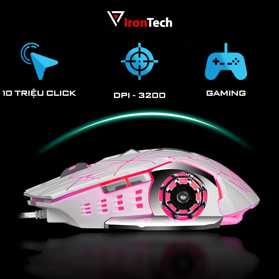 Chuột gaming MACRO IronTech MIHUN G461 PRO chuột máy tính có dây LED huyền ảo 6 phím đa năng 3200DPI cho game thủ