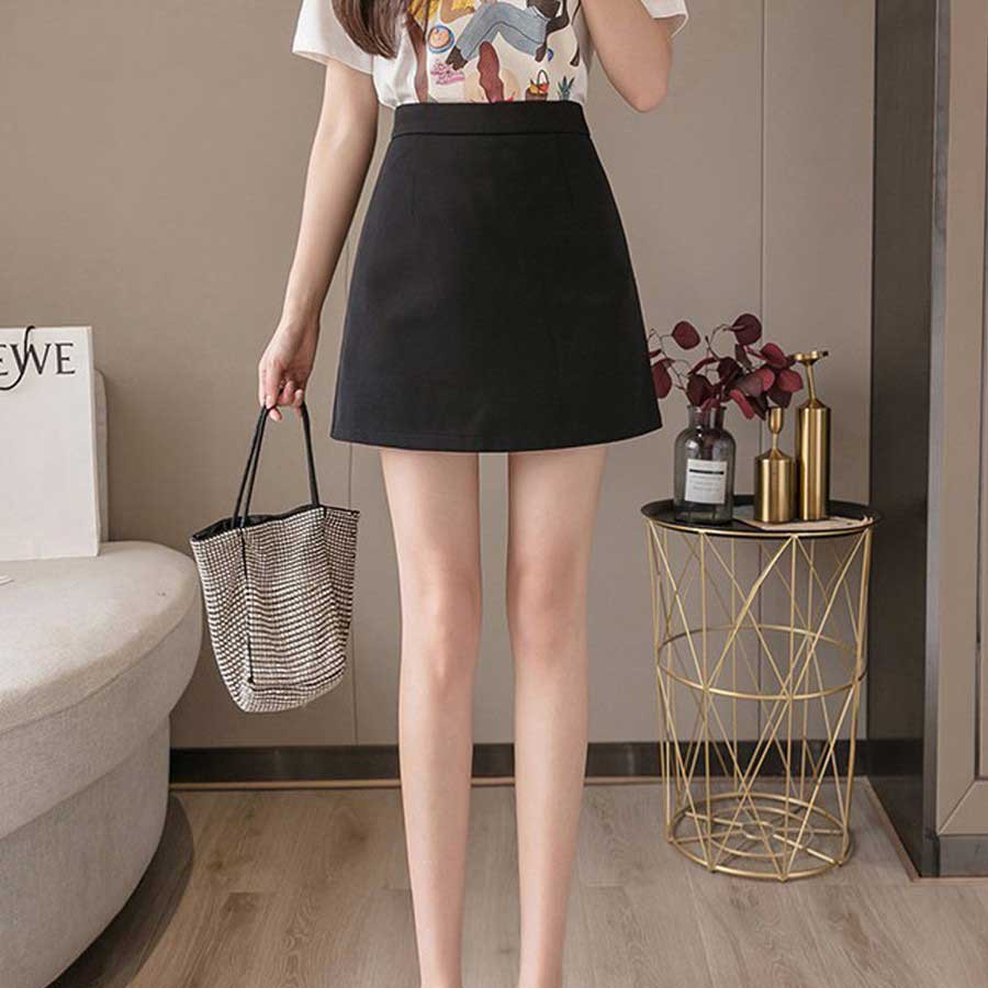 Chân váy chữ A lưng cao dáng ngắn có quần lót trong Mix đồ siêu xinh - Vải tuyết mưa mềm mại màu Đen / Trắng | BigBuy360 - bigbuy360.vn