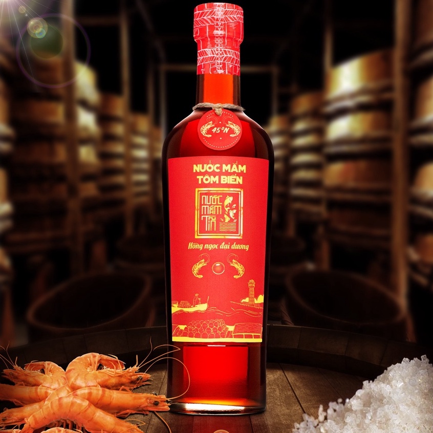 2 Chai Nước Mắm Tôm Biển độ đạm 45N tự nhiên - Nước Mắm Tĩn 500ml/chai Hồng Ngọc Đại Dương nguyên chất