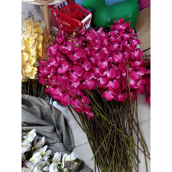 Hoa giả - Hoa lan hồ điệp vải đẹp trang trí nhà cửa size 1m