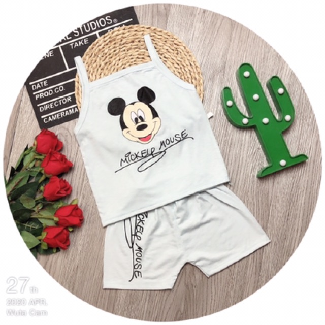 |FAMARAL2 giảm 10k cho đơn 50k|Bộ 2 dây Mickey Mouse coton 4 Chiều cho bé 8-18kg