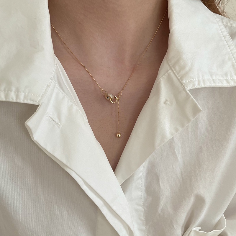 Dây Chuyền Mạ Bạc 925 Đính Hạt Kim Cương Lấp Lánh Sang Trọng Cho Nữ