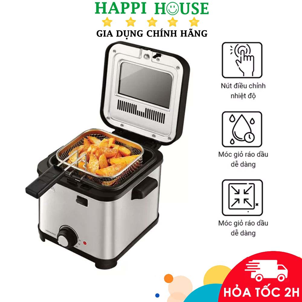 Nồi Chiên Ngập Dầu Lock&Lock EJF716SLV (1.5 Lít) - Hàng chính hãng,bảo hành 12 tháng - Happi House