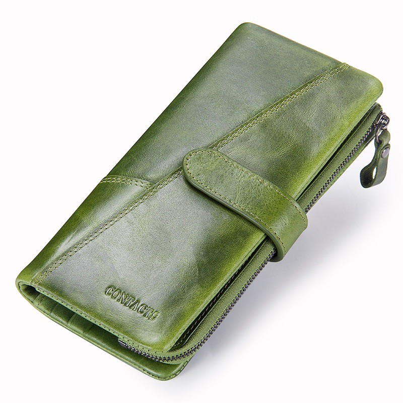 2022 Contact Wallet Genuine Leather N1103-5 - Bảo Hành 2 Năm - Bóp Ví Đứng Dài Cầm Tay Da Bò - Nam Nữ - HongKong