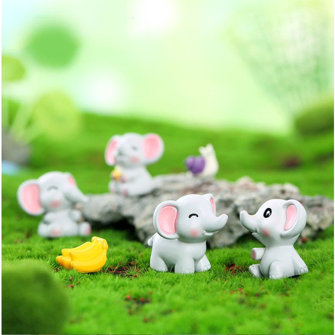 Mô hình voi con trang trí tiểu cảnh, terrarium, decor bàn học