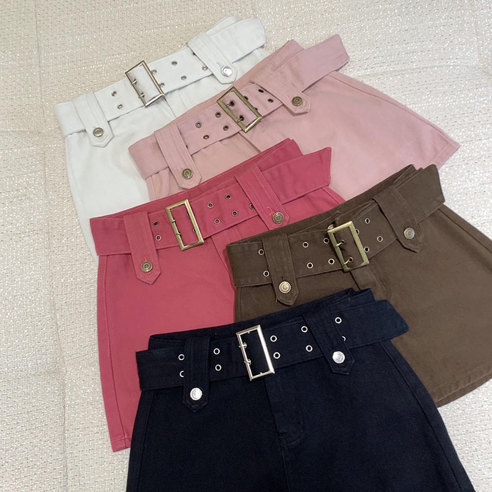 Quần Short Denim Giả Váy Chữ A Lưng Cao Phong Cách Mới 50036