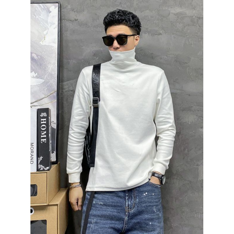 Áo Nỉ SWEATER Cổ Cao Trắng chơn | BigBuy360 - bigbuy360.vn