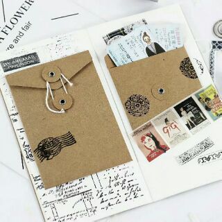 Túi lưu trữ giấy vintage cho sổ planner còng và bullet journal