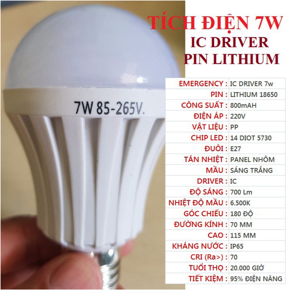 Bóng đèn LED tích điện 15w