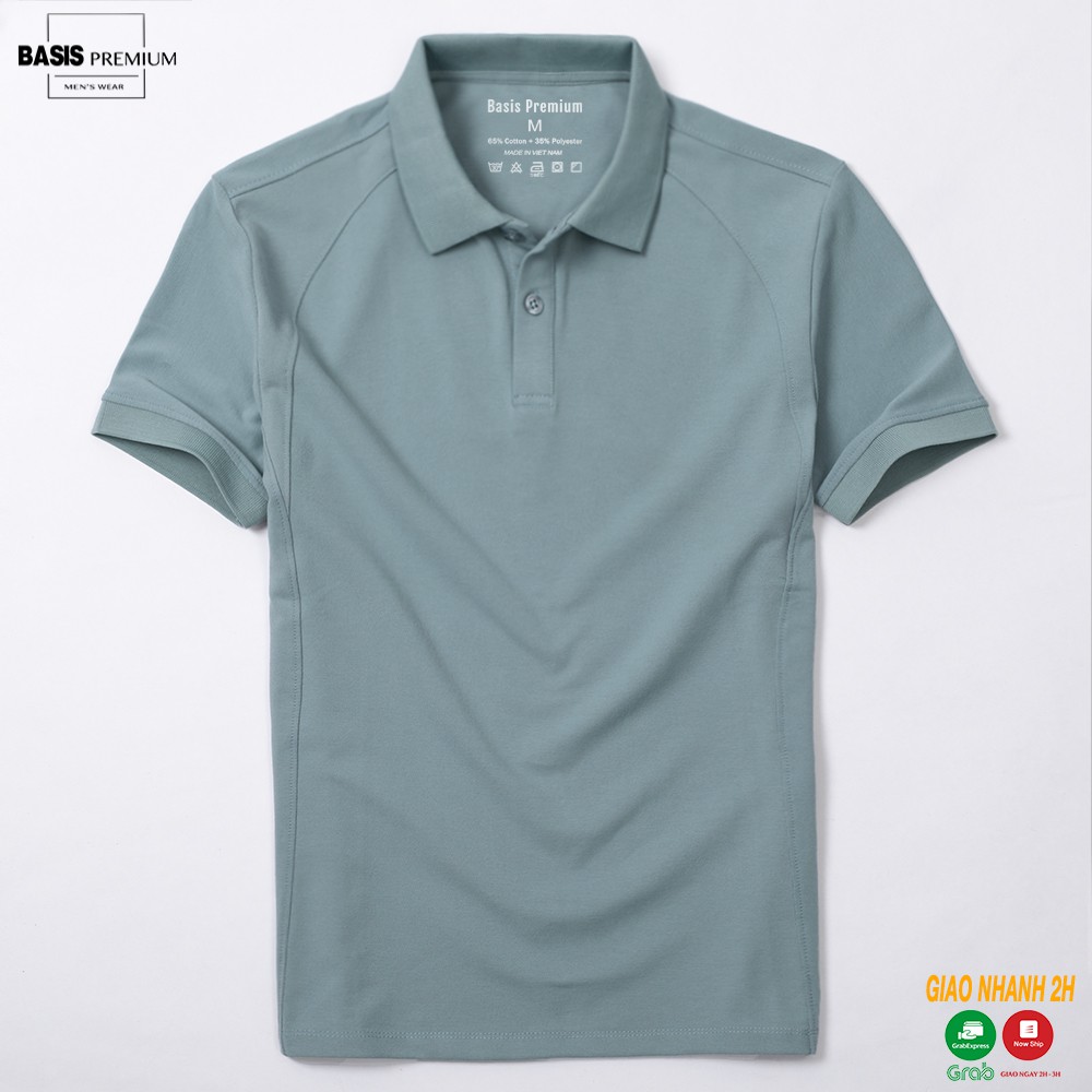 Áo polo nam Basis trơn phối gân dọc màu sang trọng, lịch lãm Basis APL37