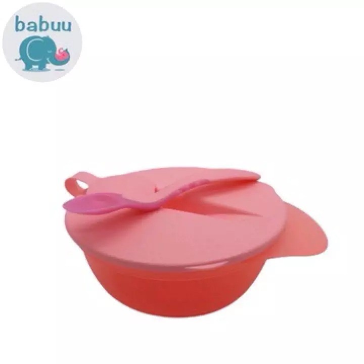 Bát ăn dặm kèm thìa báo nóng và nắp dậy Babuu Nhật Bản