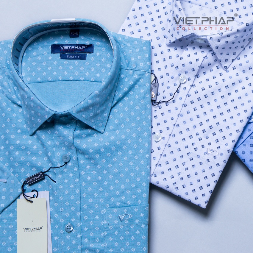 Áo sơ mi Bamboo ngắn tay nam VIỆT PHÁP / Form Luxury / chất liệu Sợi Tre Cao Cấp thoáng mát 2125