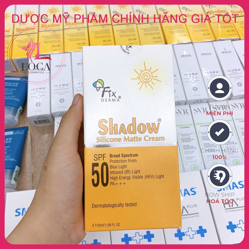 Kem chống nắng không nhờn Fixderma Shadow Silicone Matte Cream SPF50+, chống tia UV,ánh sáng xanh,ánh sáng năng lượng ca