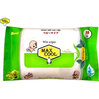Khăn ướt max cool 10 tờ không hương gói tiện lợi