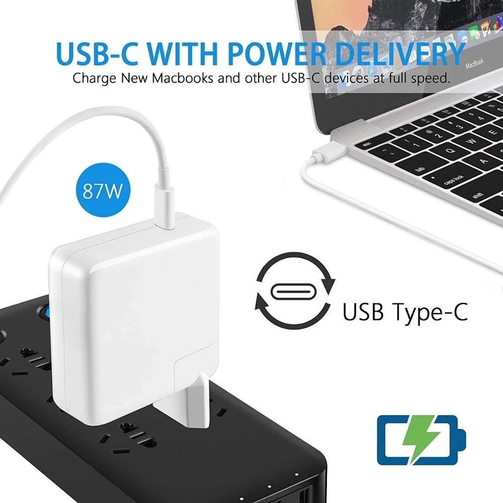 Bộ Sạc Nhanh 30W 61W 87W PD USB-C Cho MacBook Pro 12 inch 13 inch 2016-2019