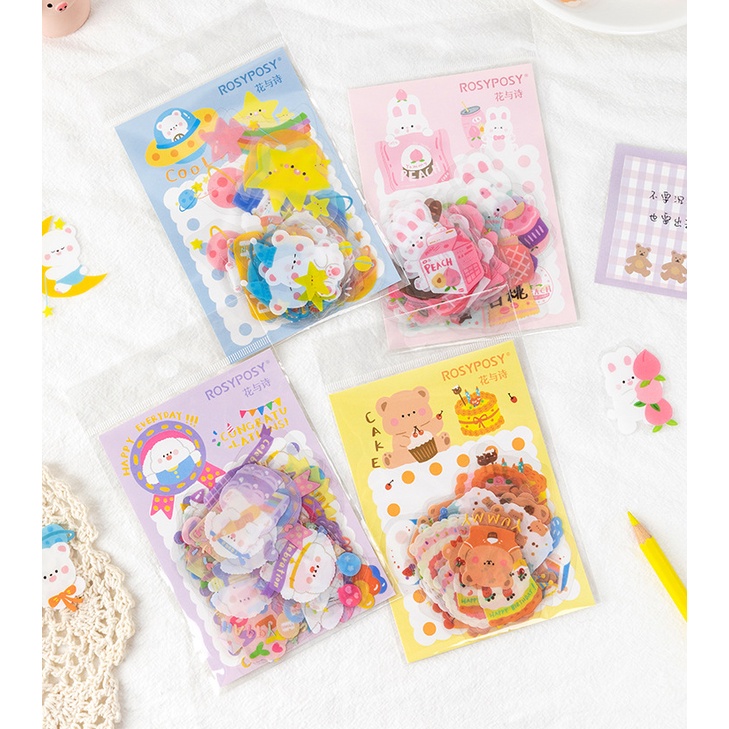 [Hàng mới về] Set nhãn dán Sticker Gấu Thỏ dễ thương